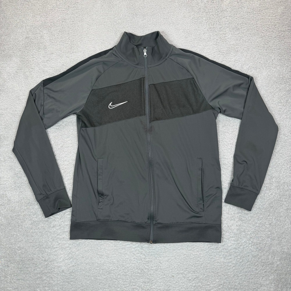 Nike Mens Dri-FIT Full Zip Track Jacket Charcoal Grey Mesh Panel Size Large